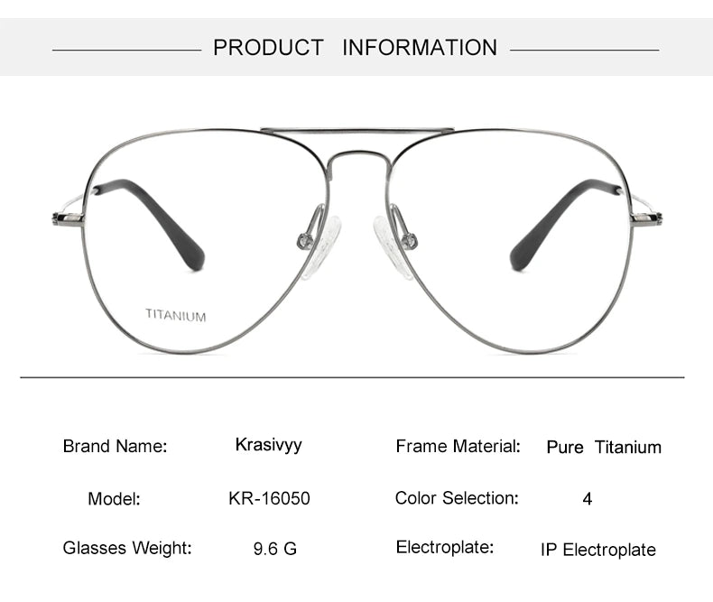Krasivyy Unisex Full Rim Oval Double Bridge Titanium Eyeglasses 716050 - Size Chart