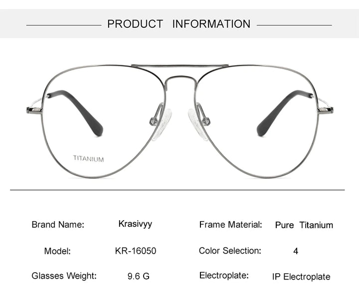 Krasivyy Unisex Full Rim Oval Double Bridge Titanium Eyeglasses 716050 - Size Chart