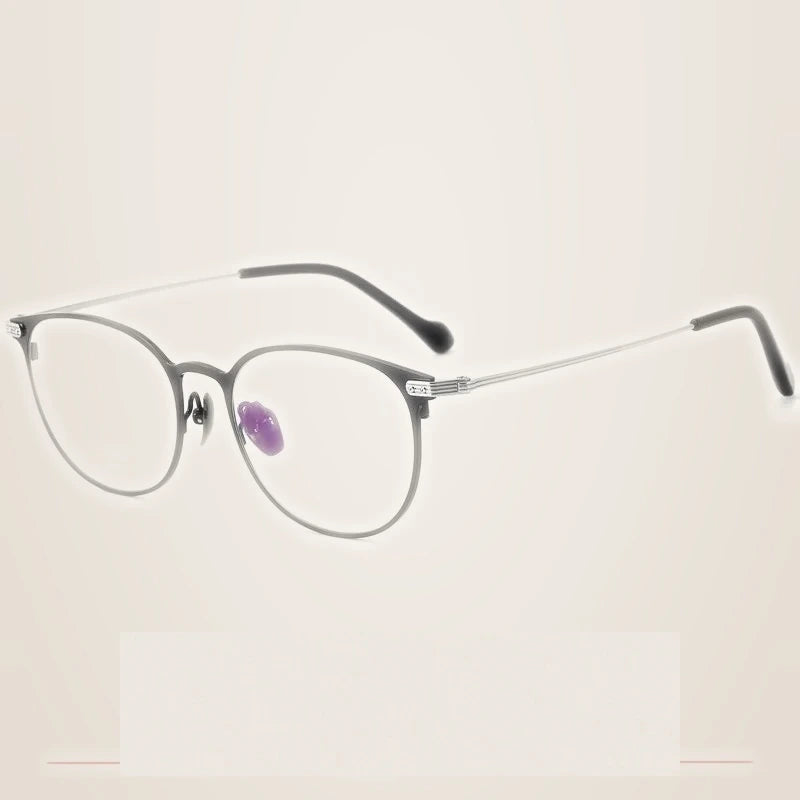 Krasivyy Unisex Full Rim Oval Round Titanium Eyeglasses 315010 - Bright Silver / CN