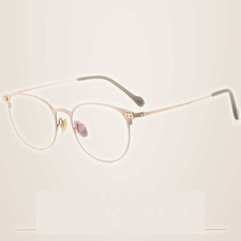 Krasivyy Unisex Full Rim Oval Round Titanium Eyeglasses 315010 - Pink Rose Gold / CN