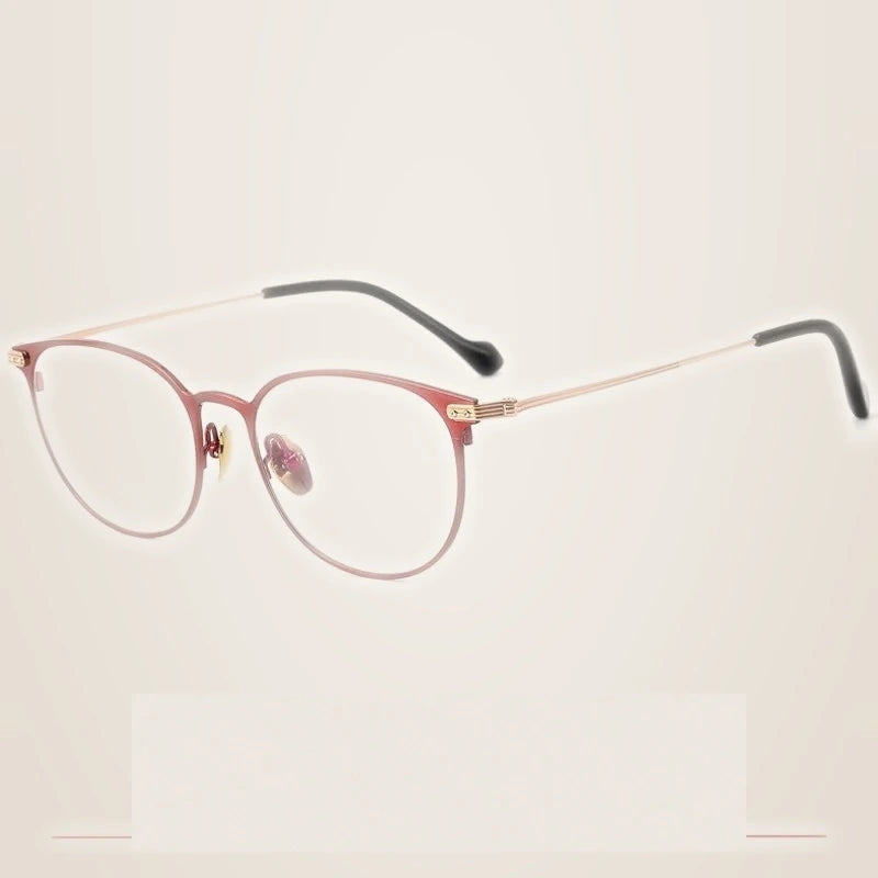 Krasivyy Unisex Full Rim Oval Round Titanium Eyeglasses 315010 - Red Bright Rose Gold / CN