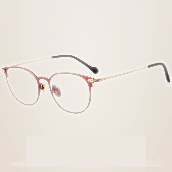 Krasivyy Unisex Full Rim Oval Round Titanium Eyeglasses 315010 - Red Bright Rose Gold / CN