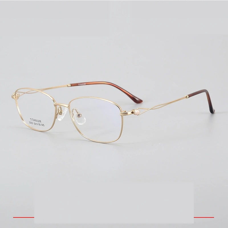 Krasivyy Unisex Full Rim Oval Square Titanium Eyeglasses 33005 - Gold / CN