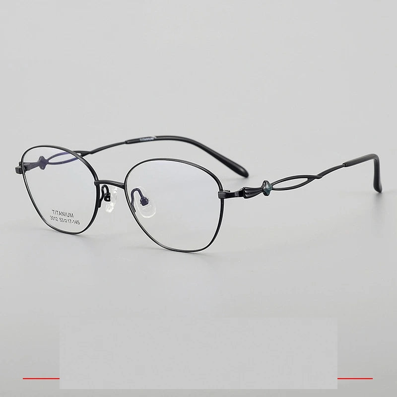 Krasivyy Unisex Full Rim Polygon Oval Titanium Eyeglasses 33012 - Black