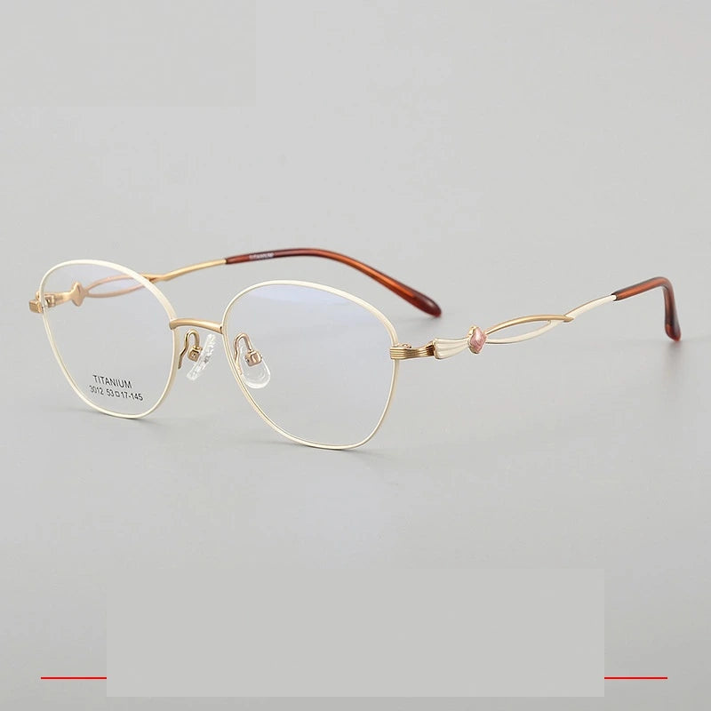 Krasivyy Unisex Full Rim Polygon Oval Titanium Eyeglasses 33012 - Gold