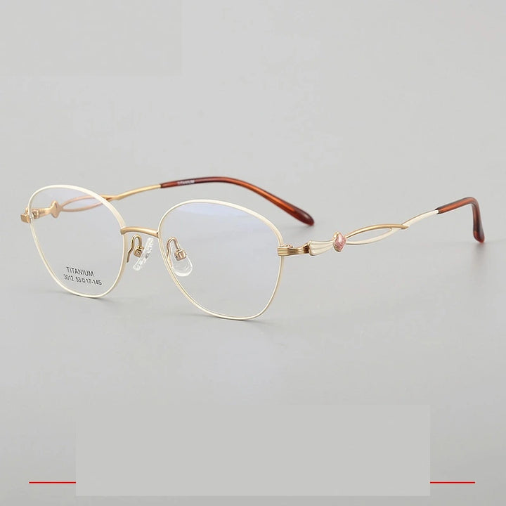 Krasivyy Unisex Full Rim Polygon Oval Titanium Eyeglasses 33012 - Gold