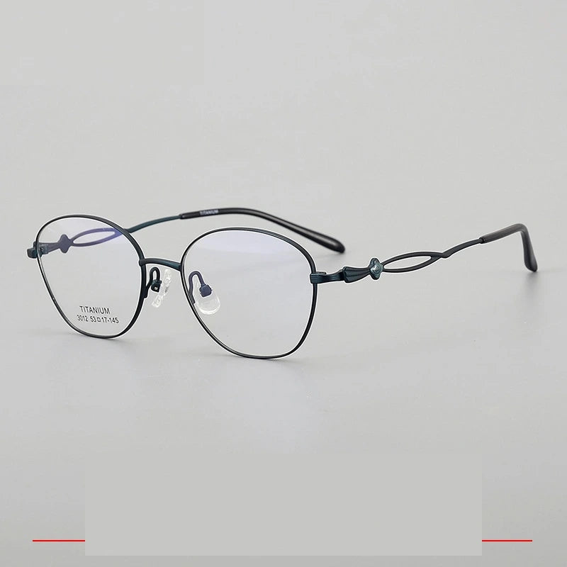 Krasivyy Unisex Full Rim Polygon Oval Titanium Eyeglasses 33012 - Matt Blue