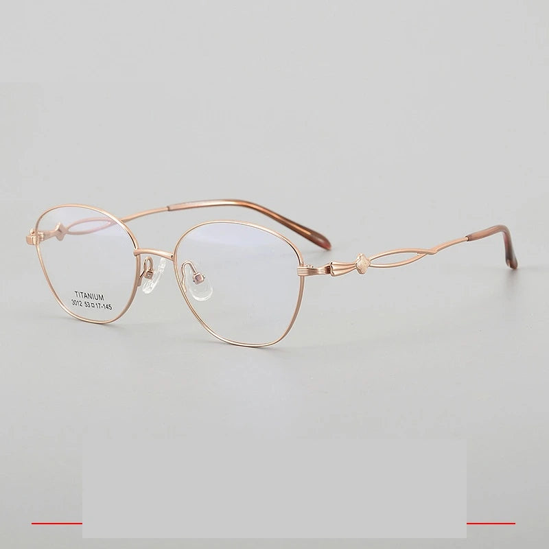 Krasivyy Unisex Full Rim Polygon Oval Titanium Eyeglasses 33012 - Rose Gold