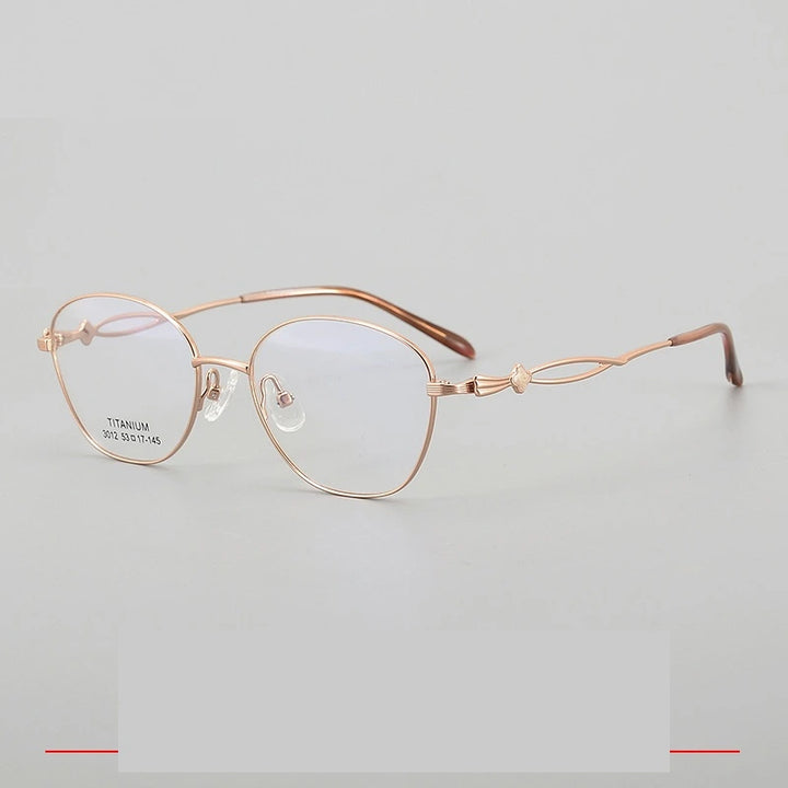 Krasivyy Unisex Full Rim Polygon Oval Titanium Eyeglasses 33012 - Rose Gold