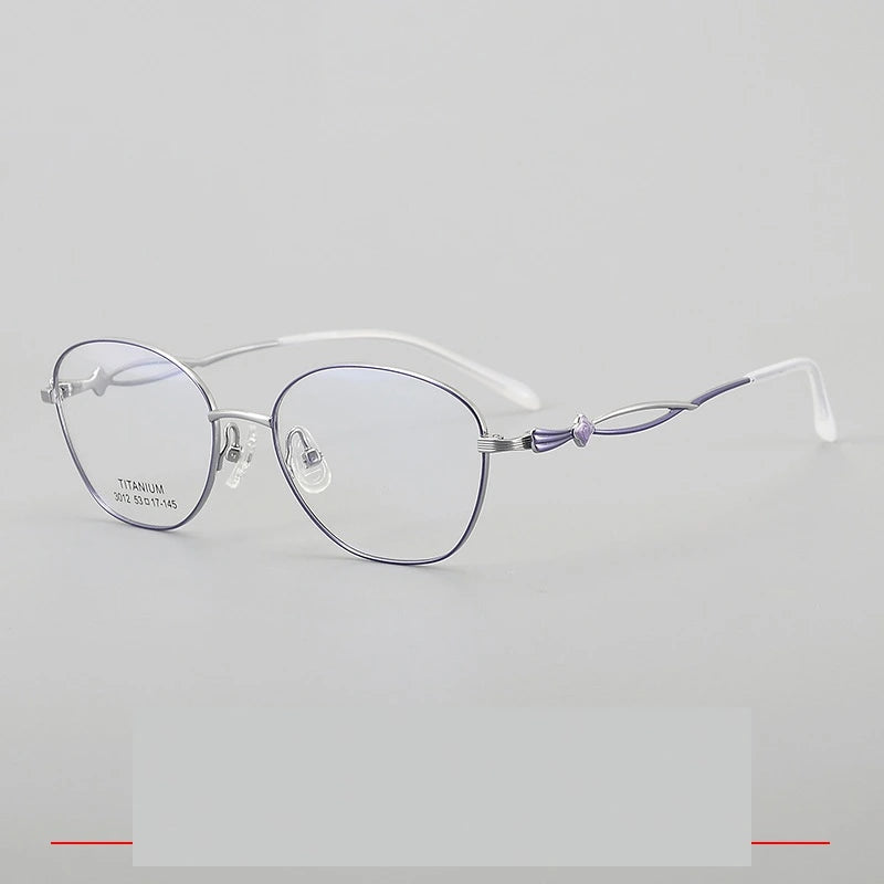 Krasivyy Unisex Full Rim Polygon Oval Titanium Eyeglasses 33012 - Silver Purple