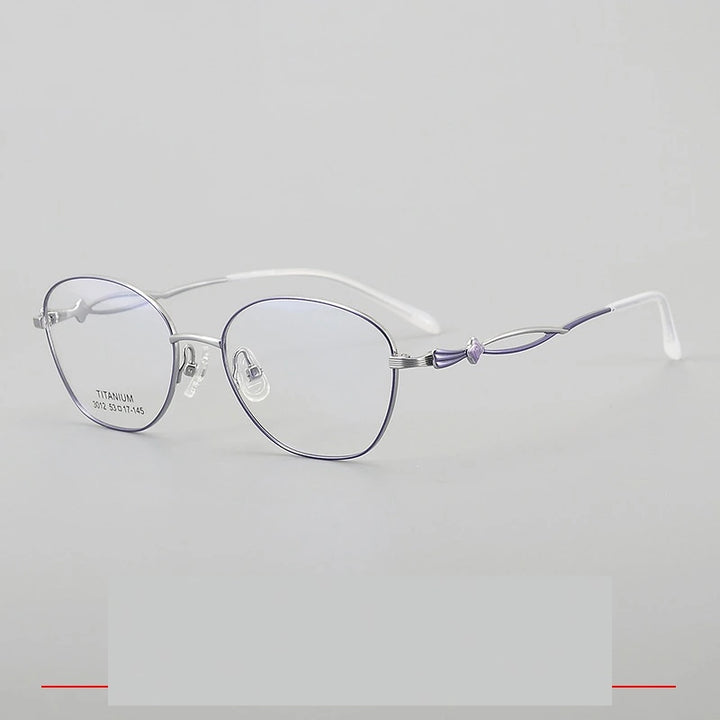Krasivyy Unisex Full Rim Polygon Oval Titanium Eyeglasses 33012 - Silver Purple