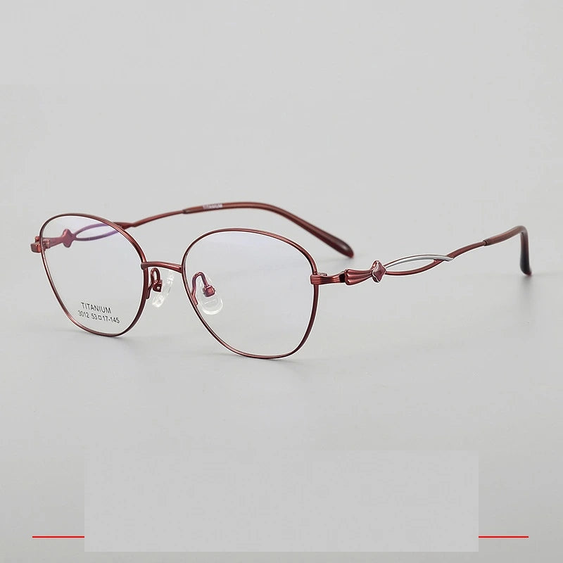 Krasivyy Unisex Full Rim Polygon Oval Titanium Eyeglasses 33012 - Wine Red
