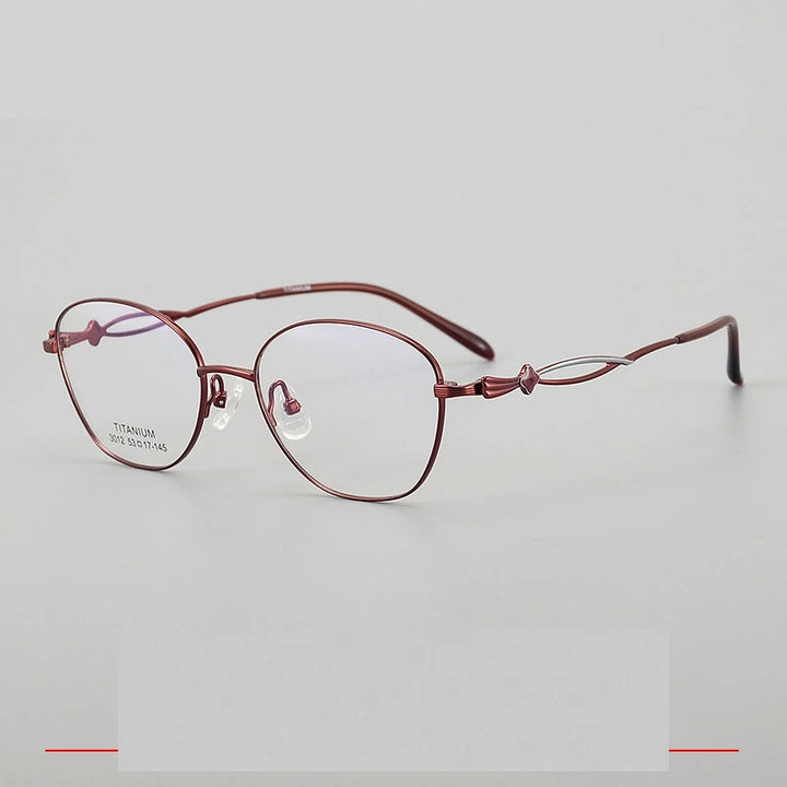 Krasivyy Unisex Full Rim Polygon Oval Titanium Eyeglasses 33012 - Wine Red