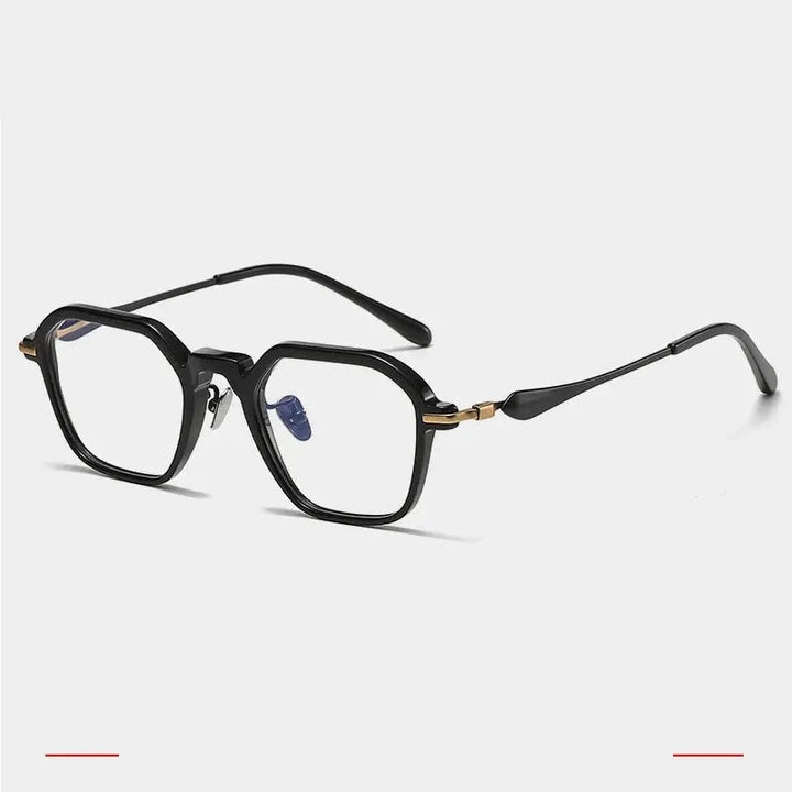 Krasivyy Unisex Full Rim Polygon Titanium Acetate Eyeglasses 46065 - Black Gold