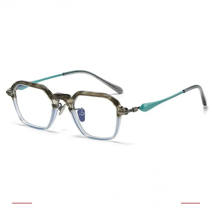 Krasivyy Unisex Full Rim Polygon Titanium Acetate Eyeglasses 46065 - Brown Blue