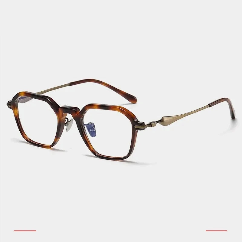 Krasivyy Unisex Full Rim Polygon Titanium Acetate Eyeglasses 46065 - Leopard