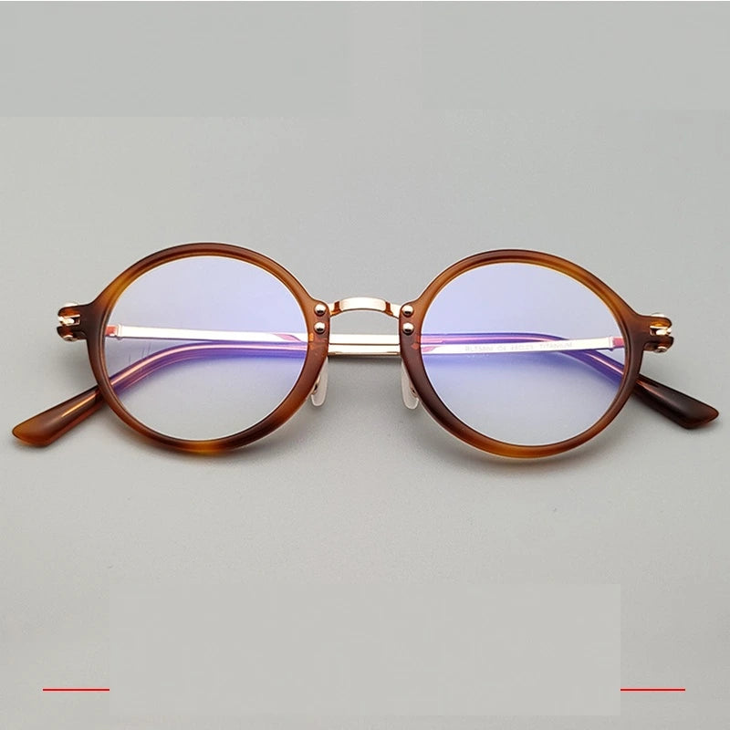 Krasivyy Unisex Full Rim Round Titanium Acetate Eyeglasses 45866 - Bright Rose Gold