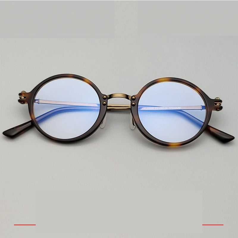 Krasivyy Unisex Full Rim Round Titanium Acetate Eyeglasses 45866 - Copper Brown