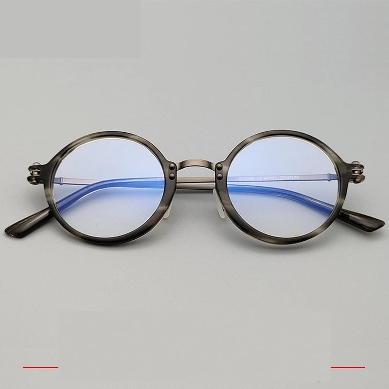 Krasivyy Unisex Full Rim Round Titanium Acetate Eyeglasses 45866 - Gun Gray