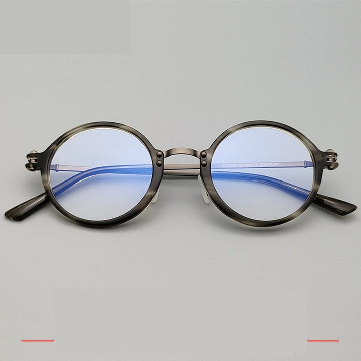 Krasivyy Unisex Full Rim Round Titanium Acetate Eyeglasses 45866 - Gun Gray