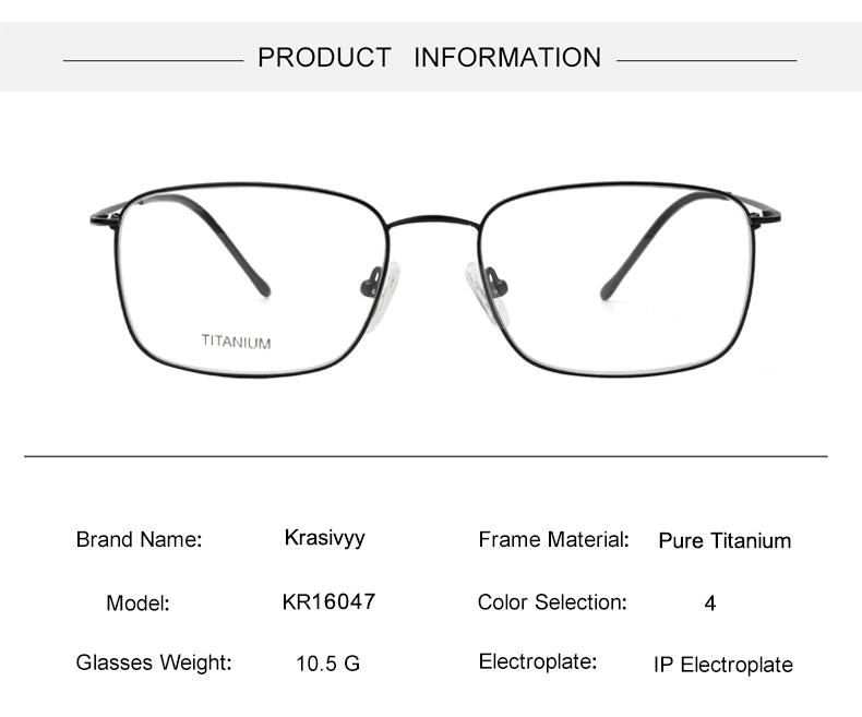 Krasivyy Unisex Full Rim Square Titanium Eyeglasses 316047 - Size Chart