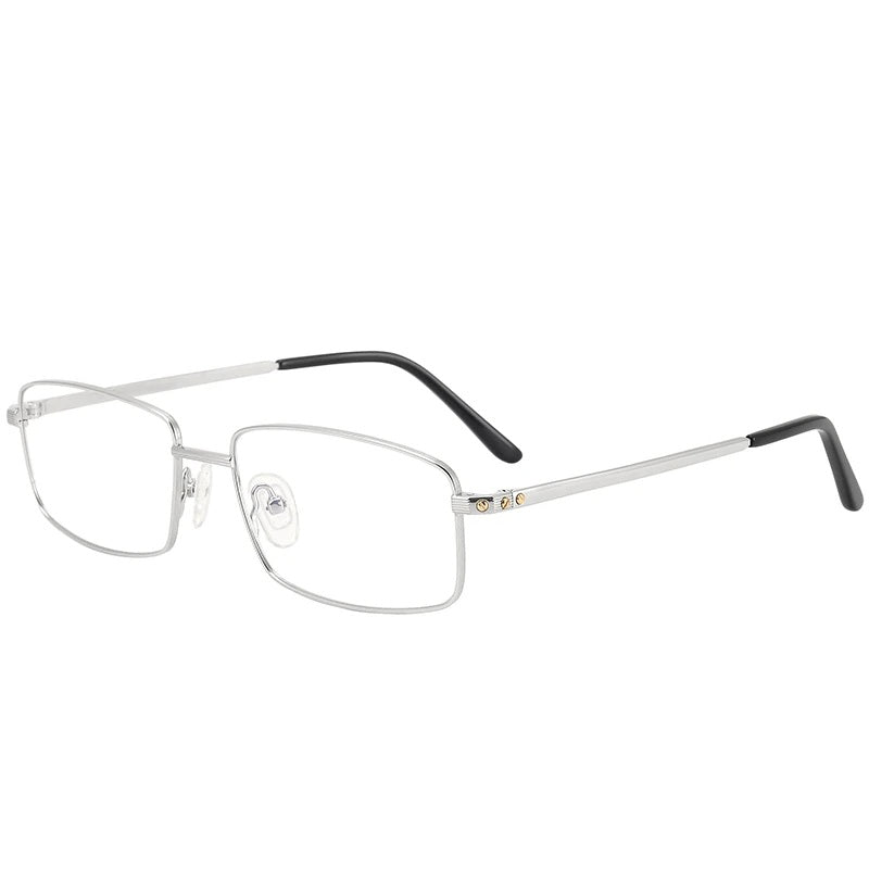 Krasivyy Unisex Full Rim Square Two Sizes Titanium Eyeglasses 310085 - S Bright Silver