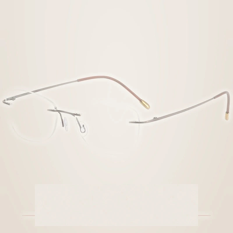 Krasivyy Unisex Rimless Oval Pure Titanium Prescription Eyeglasses KR6013 - Bright Brown
