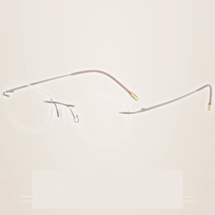 Krasivyy Unisex Rimless Oval Pure Titanium Prescription Eyeglasses KR6013 - Bright Brown
