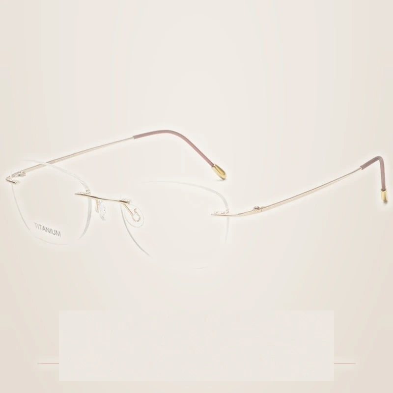 Krasivyy Unisex Rimless Oval Pure Titanium Prescription Eyeglasses KR6013 - Bright Gold