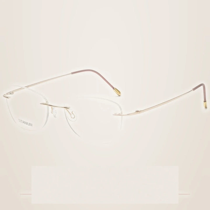 Krasivyy Unisex Rimless Oval Pure Titanium Prescription Eyeglasses KR6013 - Bright Gold