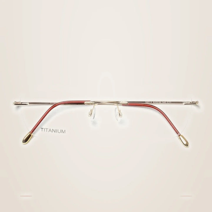Krasivyy Unisex Rimless Oval Square Titanium Eyeglasses 316013 - Bright Gold
