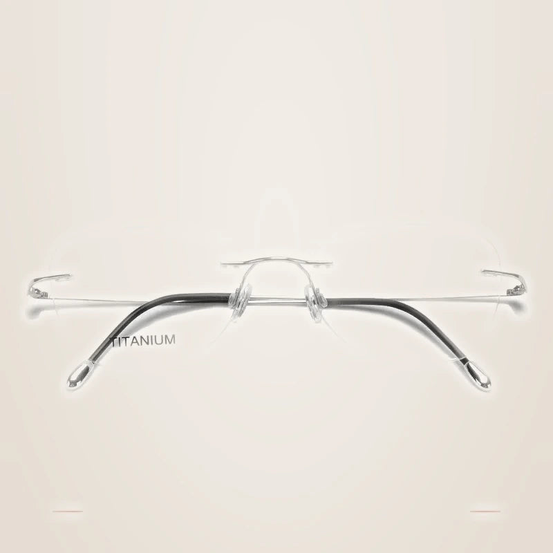 Krasivyy Unisex Rimless Oval Square Titanium Eyeglasses 316013 - Bright Silver