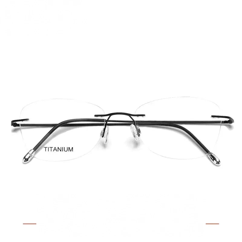 Krasivyy Unisex Rimless Oval Square Titanium Eyeglasses 316013 - Matt Black