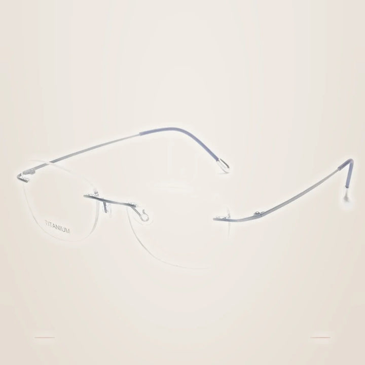 Krasivyy Unisex Rimless Oval Square Titanium Eyeglasses 316013 - Matt Blue
