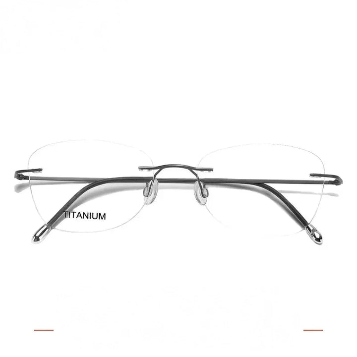 Krasivyy Unisex Rimless Oval Square Titanium Eyeglasses 316013 - Matt Gun