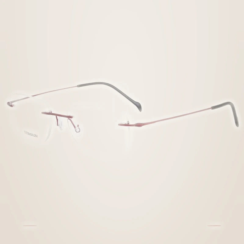 Krasivyy Unisex Rimless Oval Square Titanium Eyeglasses 316009 - Matt  Red