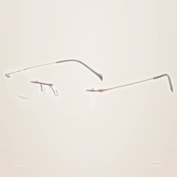 Krasivyy Unisex Rimless Oval Square Titanium Eyeglasses 316009 - Matt  Red