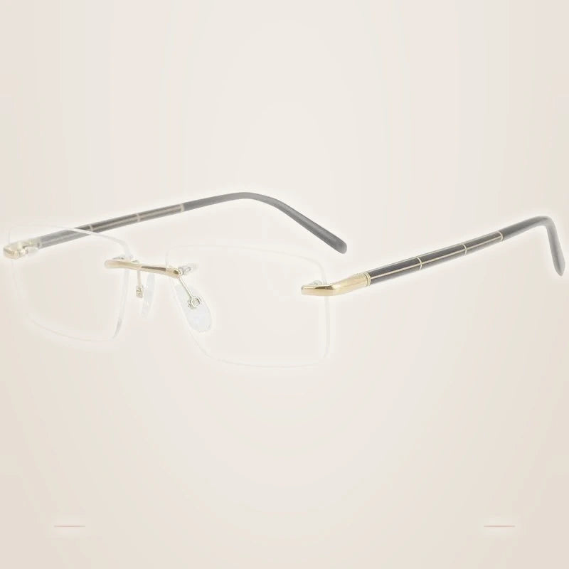 Krasivyy Unisex Rimless Polygon Square Titanium Eyeglasses 716059 - Bright Gold