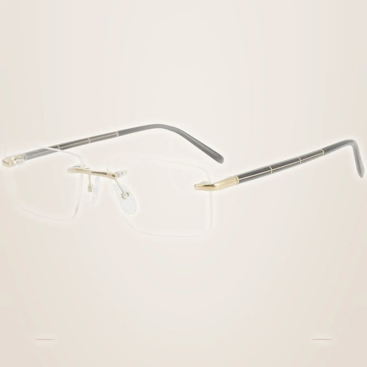 Krasivyy Unisex Rimless Polygon Square Titanium Eyeglasses 716059 - Bright Gold