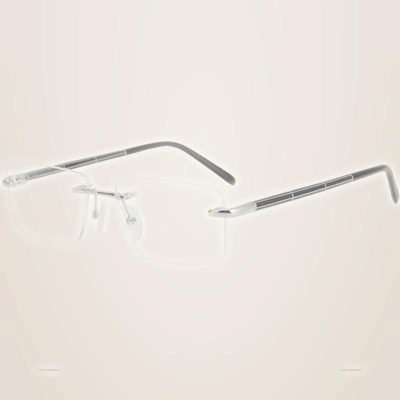 Krasivyy Unisex Rimless Polygon Square Titanium Eyeglasses 716059 - Bright Silver