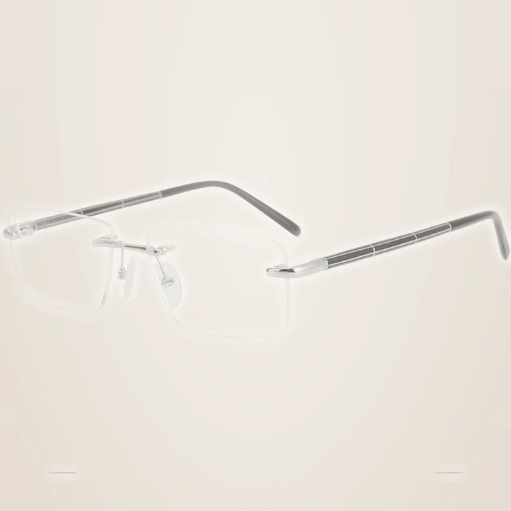 Krasivyy Unisex Rimless Polygon Square Titanium Eyeglasses 716059 - Bright Silver