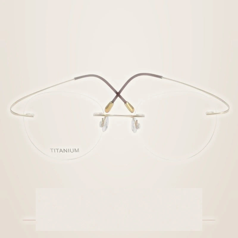 Krasivyy Unisex Rimless Round Titanium Eyeglasses Kr16017 - Bright Gold