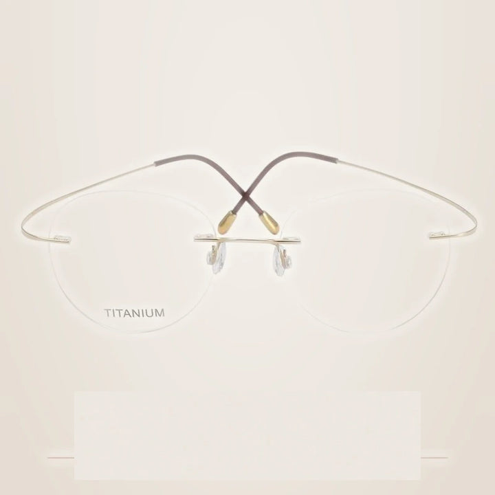 Krasivyy Unisex Rimless Round Titanium Eyeglasses Kr16017 - Bright Gold