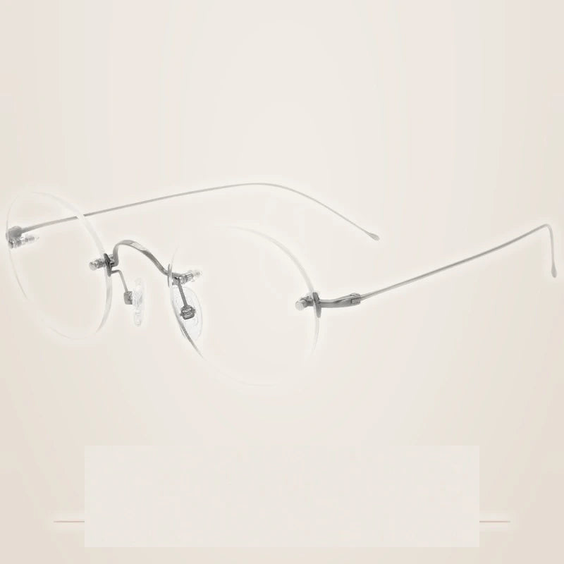 Krasivyy Unisex Rimless Round Titanium Eyeglasses Kr16035 - Bright Gun / CN