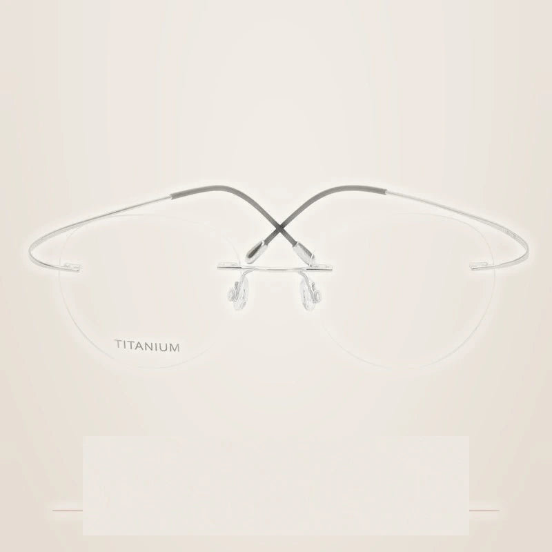 Krasivyy Unisex Rimless Round Titanium Eyeglasses Kr16017 - Bright Silver