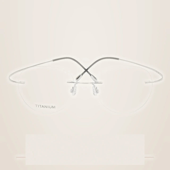 Krasivyy Unisex Rimless Round Titanium Eyeglasses Kr16017 - Bright Silver