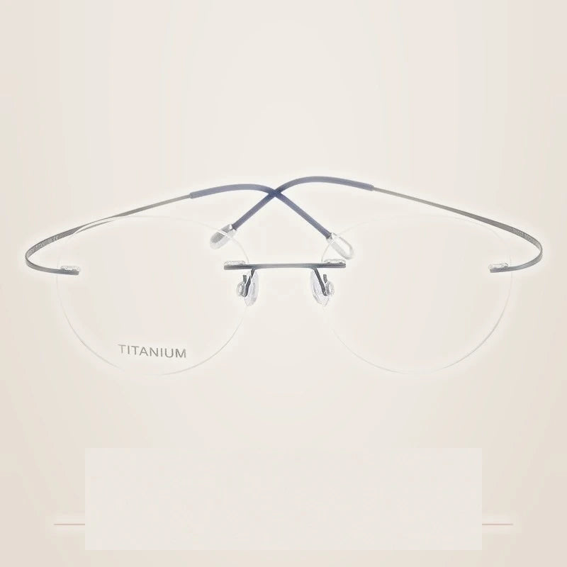 Krasivyy Unisex Rimless Round Titanium Eyeglasses Kr16017 - Matt Blue