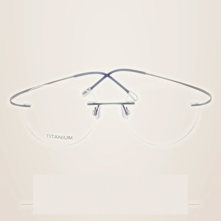 Krasivyy Unisex Rimless Round Titanium Eyeglasses Kr16017 - Matt Blue