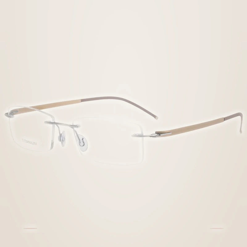 Krasivyy Unisex Rimless Square Oval Titanium Eyeglasses 316028 - Matt Gold / CN