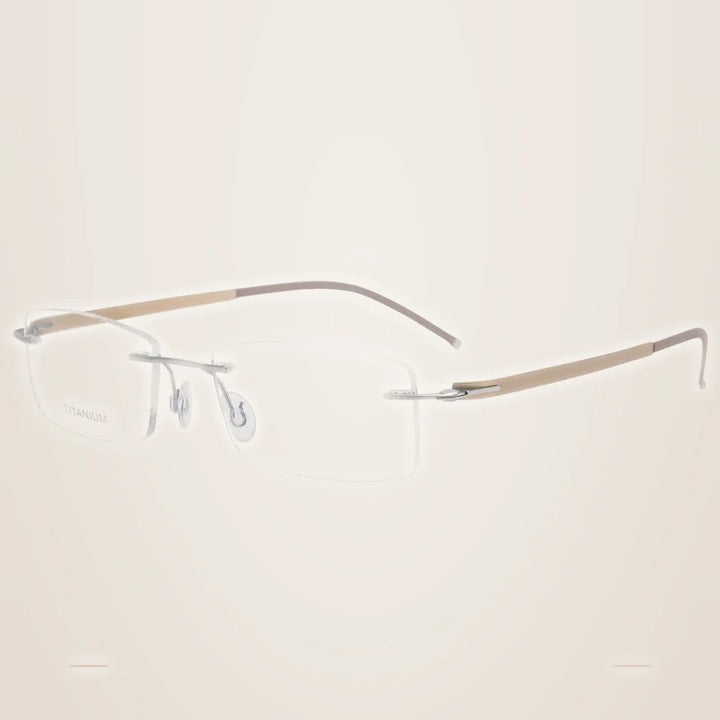 Krasivyy Unisex Rimless Square Oval Titanium Eyeglasses 316028 - Matt Gold / CN